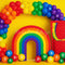 Kate Anniversaire Arc-en-ciel Bonbons Ballons Toile de fond conçue par Patty Roberts - Kate Backdrop FR