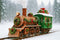 Kate Noël Vintage Train en Pain d'épices Neige Toile de fond conçue par Patty Roberts - Kate Backdrop FR