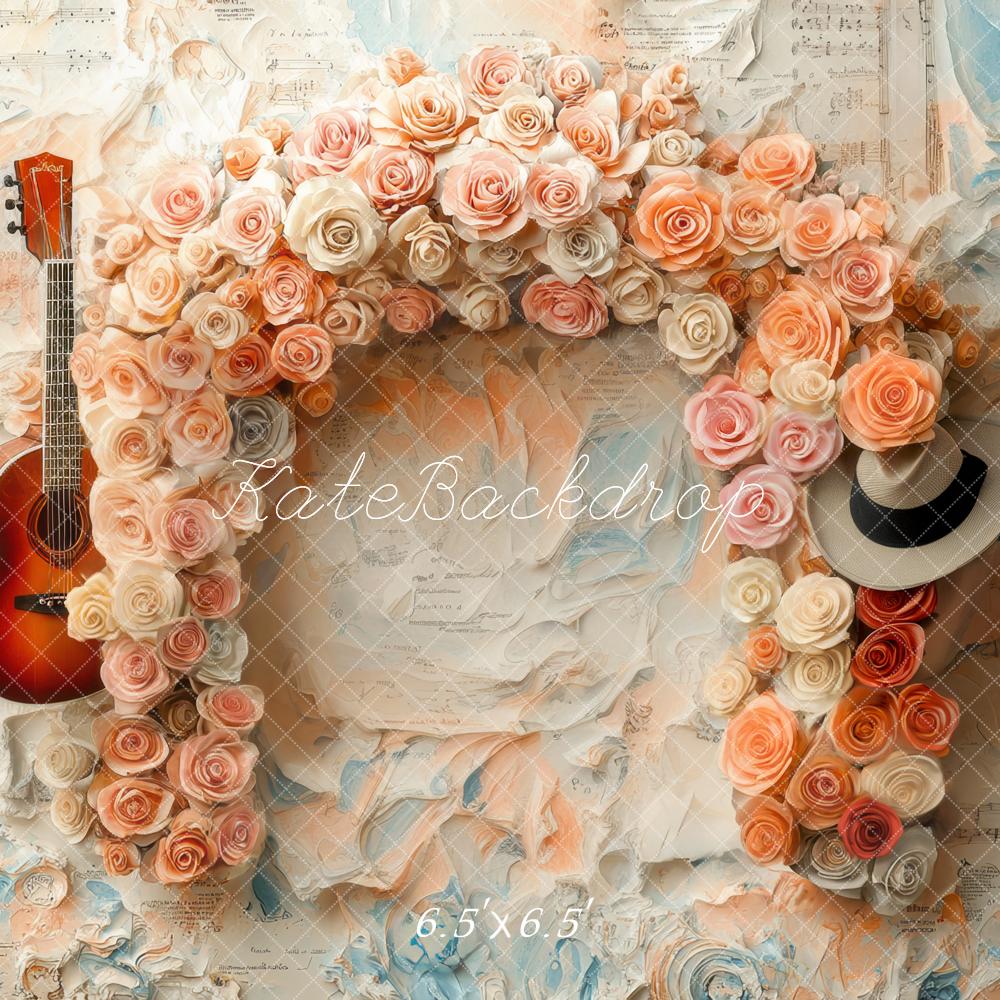 Kate Musique Fleur Arche Guitare Vintage Toile de fond conçue par Mini MakeBelieve - Kate Backdrop FR