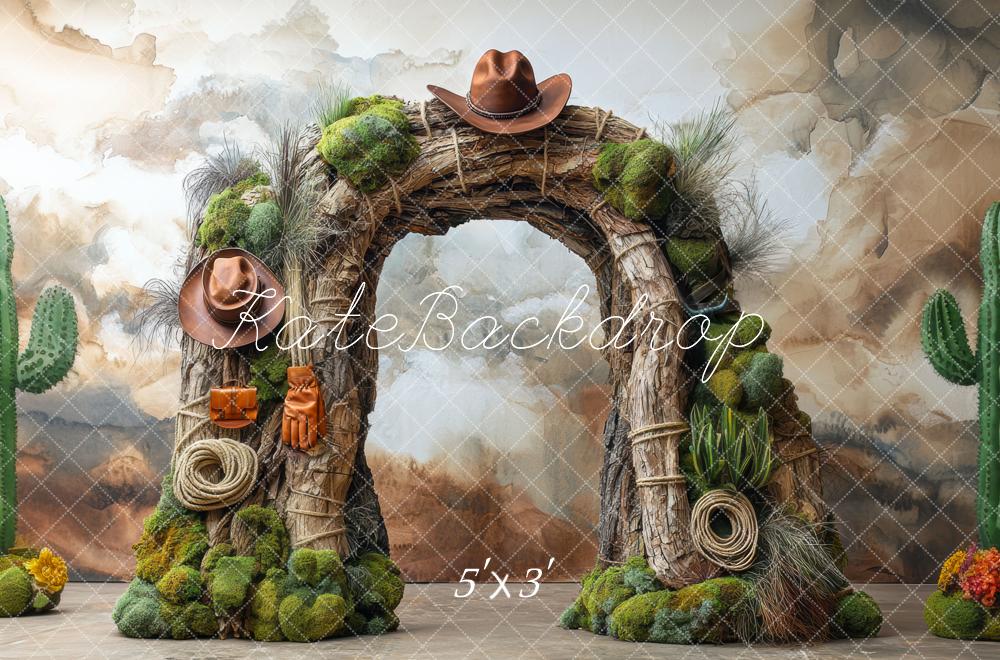 Kate Aventure Cowboy Arche Cactus Toile de fond conçue par Mini MakeBelieve - Kate Backdrop FR