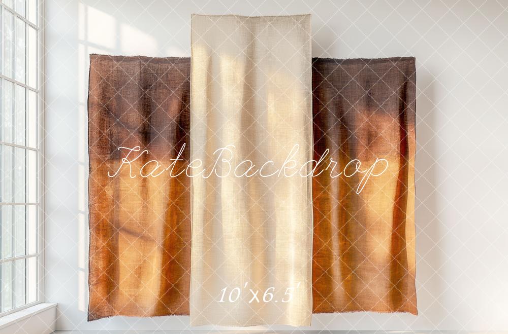 Kate Fenêtre Rideaux Marron Simple Toile de fond conçue par Mini MakeBelieve - Kate Backdrop FR