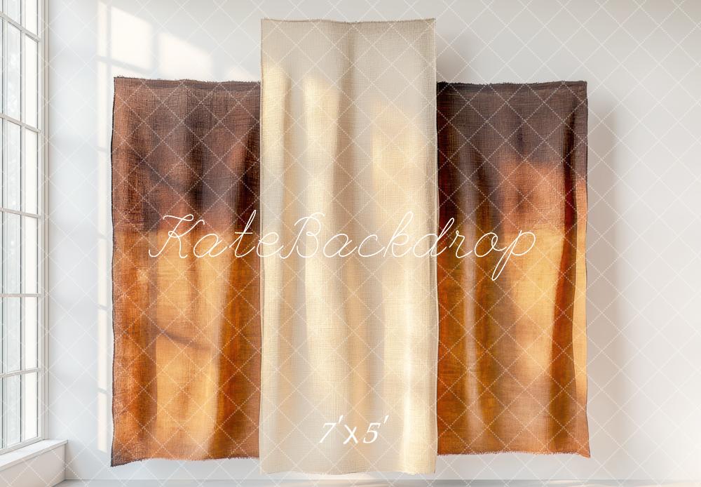 Kate Fenêtre Rideaux Marron Simple Toile de fond conçue par Mini MakeBelieve - Kate Backdrop FR