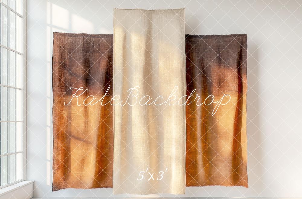 Kate Fenêtre Rideaux Marron Simple Toile de fond conçue par Mini MakeBelieve - Kate Backdrop FR