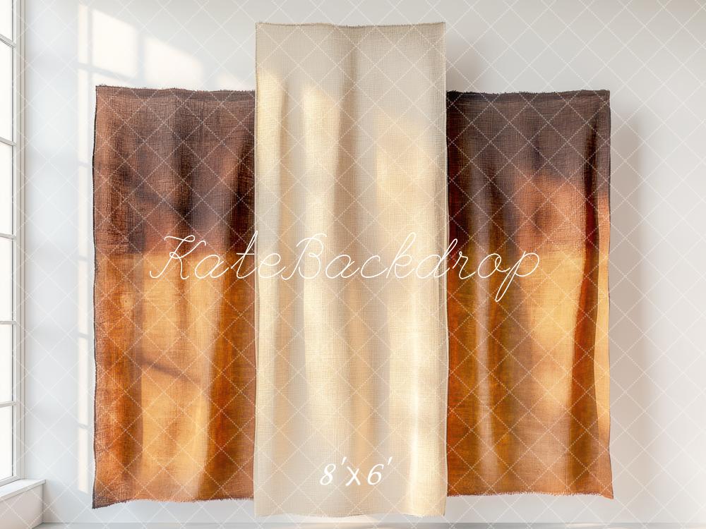 Kate Fenêtre Rideaux Marron Simple Toile de fond conçue par Mini MakeBelieve - Kate Backdrop FR