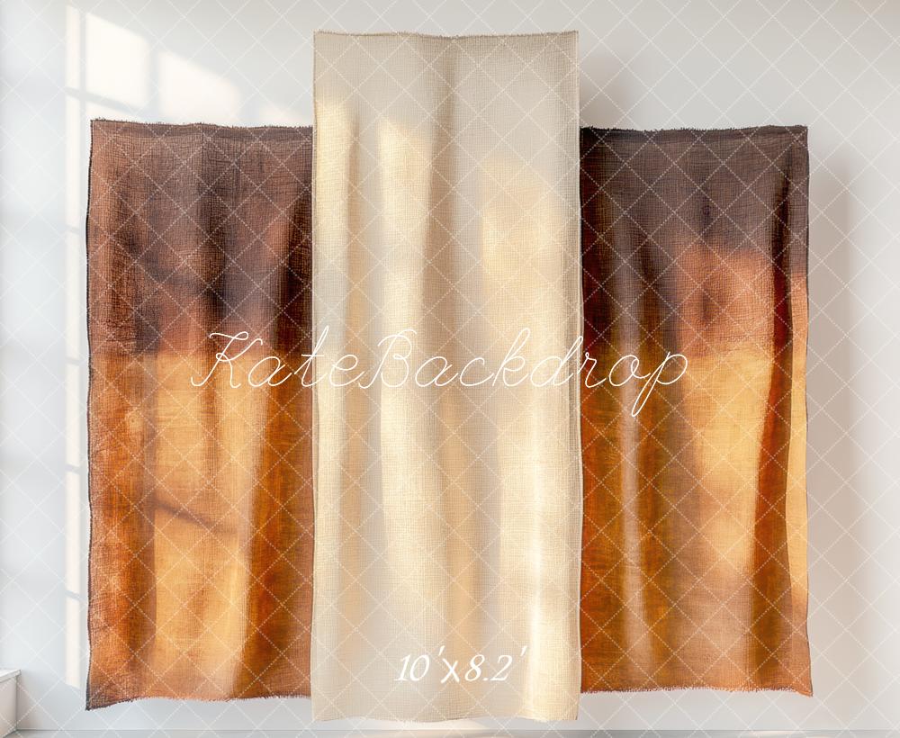 Kate Fenêtre Rideaux Marron Simple Toile de fond conçue par Mini MakeBelieve - Kate Backdrop FR