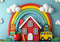 Kate Scolaire École Arc-en-ciel Maison Bus Toile de fond conçue par Mini MakeBelieve - Kate Backdrop FR