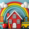 Kate Scolaire École Arc-en-ciel Maison Bus Toile de fond conçue par Mini MakeBelieve - Kate Backdrop FR