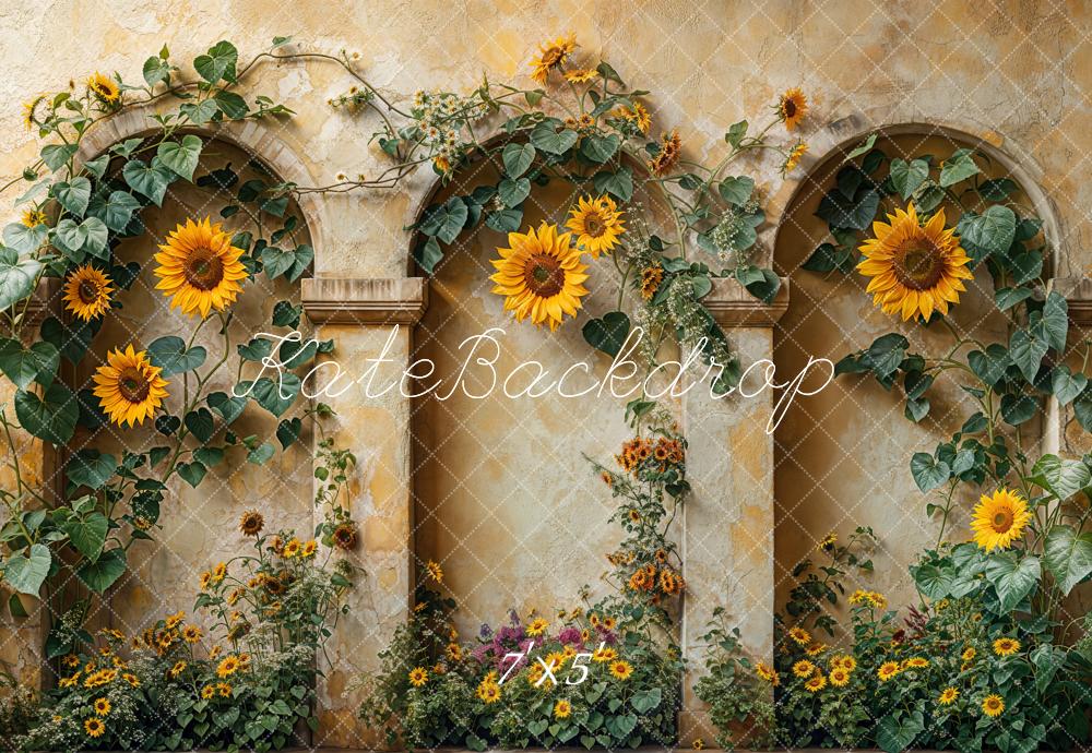 Kate Automne Tournesol Arche Mur Vintage Toile de fond conçue par Emetselch