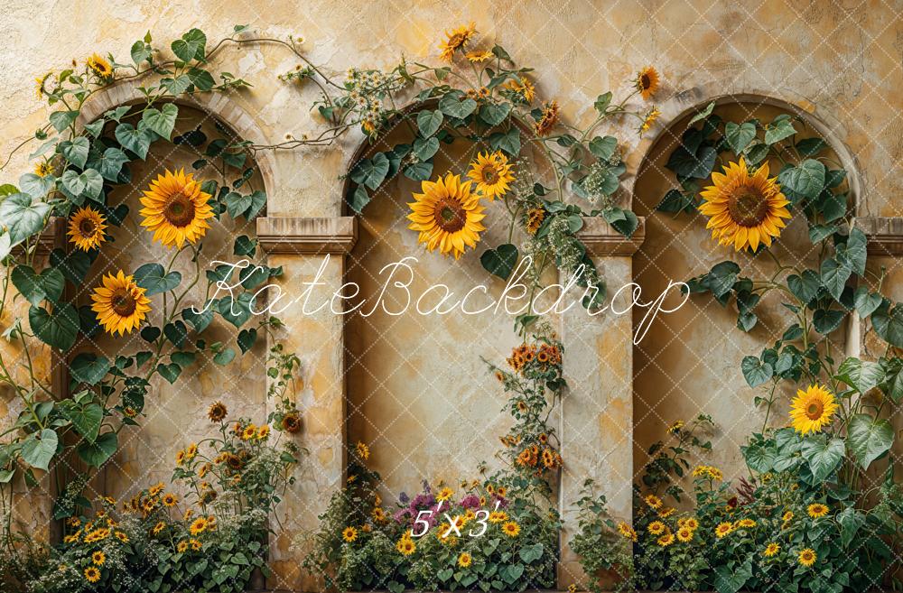 Kate Automne Tournesol Arche Mur Vintage Toile de fond conçue par Emetselch