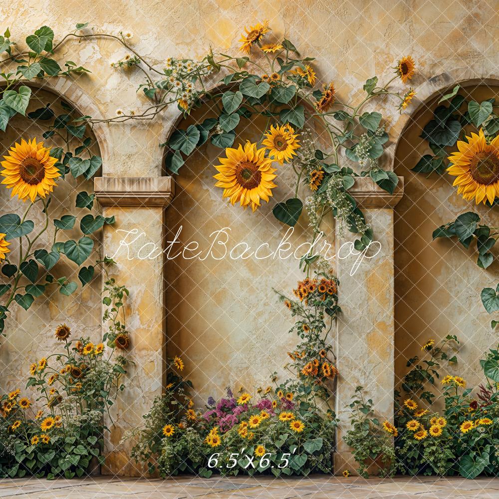 Kate Automne Tournesol Arche Mur Vintage Toile de fond conçue par Emetselch
