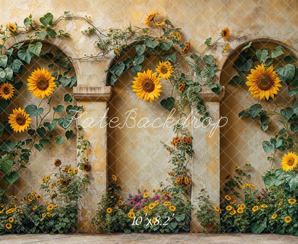 Kate Automne Tournesol Arche Mur Vintage Toile de fond conçue par Emetselch