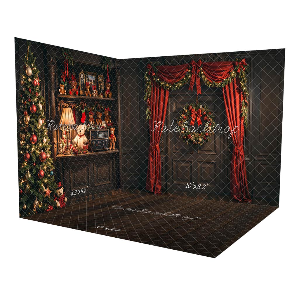 Kate Sapin de Noël Mur Rétro Jouets Rideaux Ensemble de chambre