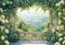 Kate Été Terrasse Fleurs Verdure Montagnes Toile de fond conçue par Emetselch - Kate Backdrop FR