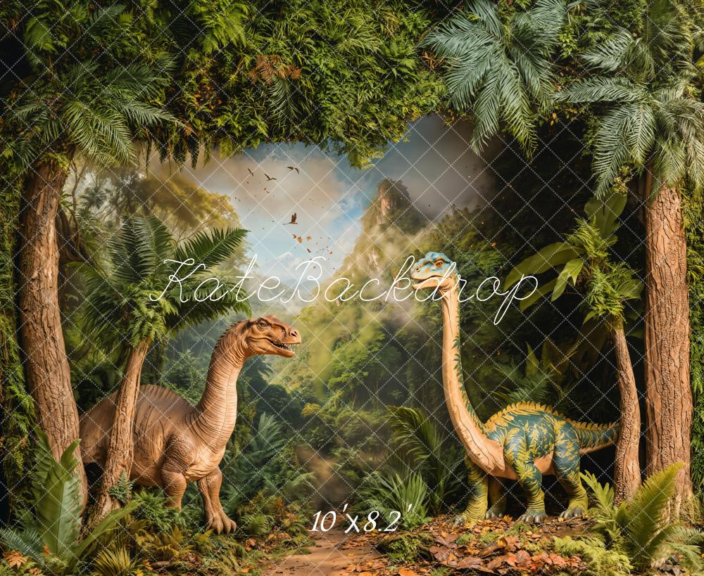 Kate Forêt Dinosaure Arbre Montagne Toile de fond conçue par Emetselch - Kate Backdrop FR