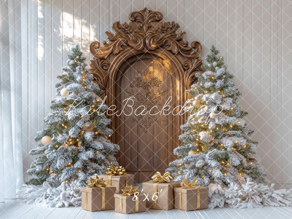 Kate Sapin de Noël Porte en Bois Cadeaux Toile de fond conçue par Mini MakeBelieve - Kate Backdrop FR