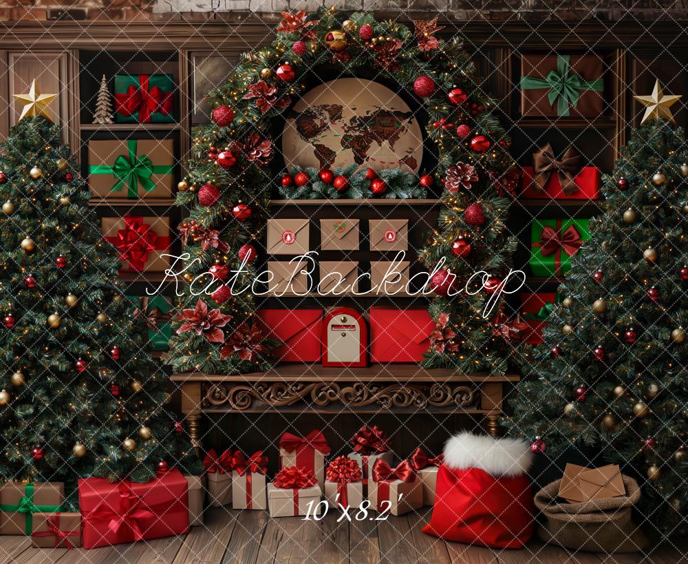 Kate Sapin de Noël Salle du courrier Cadeaux Toile de fond conçue par Mini MakeBelieve - Kate Backdrop FR
