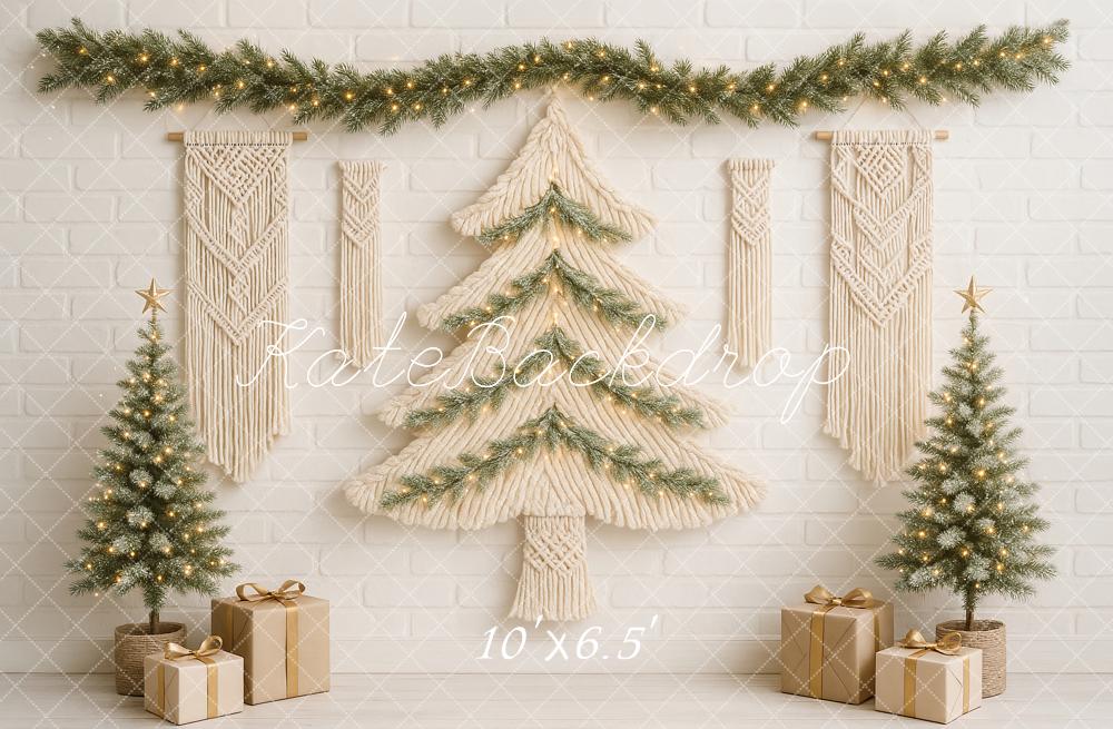 Kate Sapin de Noël Bohème Macramé Toile de fond conçu par Ashley Paul - Kate Backdrop FR