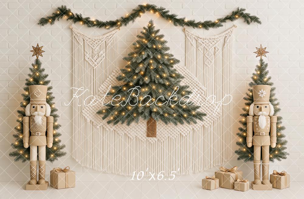 Kate Sapin de Noël Boho Casse-Noisette Macramé Toile de fond conçu par Ashley Paul - Kate Backdrop FR