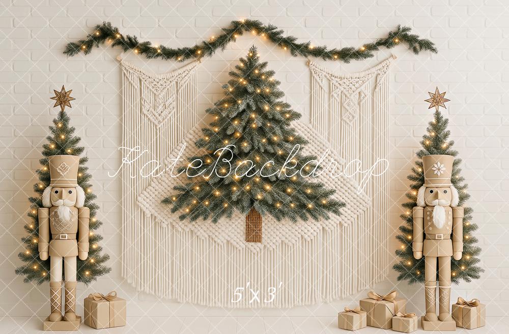 Kate Sapin de Noël Boho Casse-Noisette Macramé Toile de fond conçu par Ashley Paul - Kate Backdrop FR