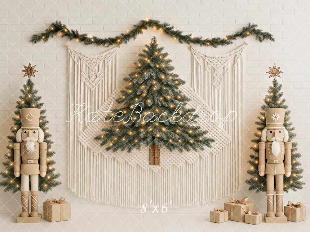 Kate Sapin de Noël Boho Casse-Noisette Macramé Toile de fond conçu par Ashley Paul - Kate Backdrop FR