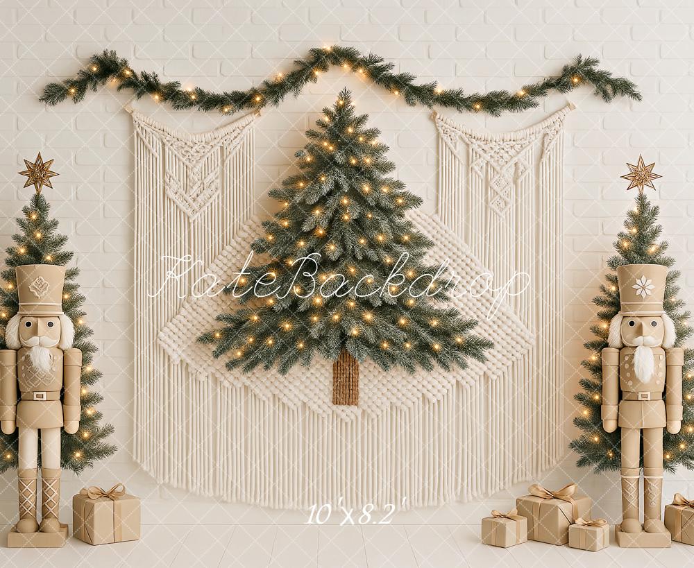 Kate Sapin de Noël Boho Casse-Noisette Macramé Toile de fond conçu par Ashley Paul - Kate Backdrop FR