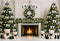 Kate Sapin de Noël Cheminée Ours en peluche Toile de fond conçu par Ashley Paul - Kate Backdrop FR