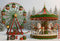 Kate Noël Carrousel Grande Roue Hiver Toile de fond conçu par Ashley Paul - Kate Backdrop FR