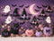 Kate Halloween Chat Fantômes Citrouilles Toile de fond conçu par Ashley Paul - Kate Backdrop FR