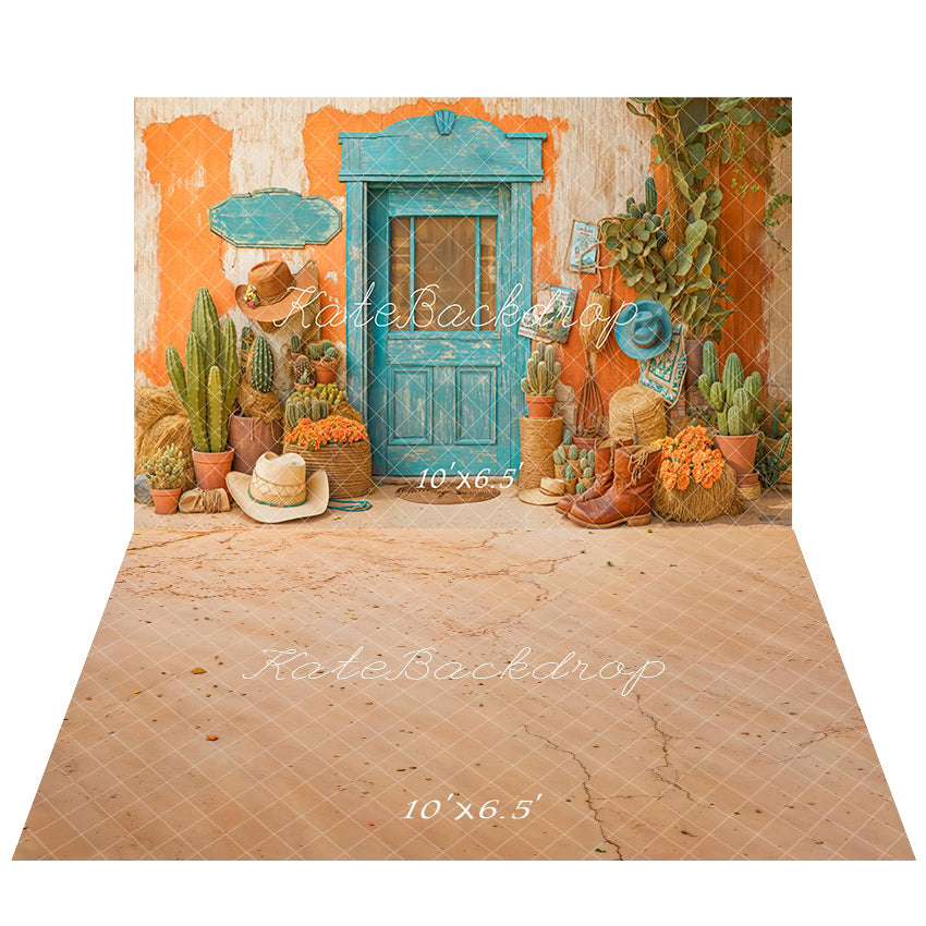 Kate Cactus Cowboy Porte Bottes Toile de fond+Terre fissurée Sol Toile de fond