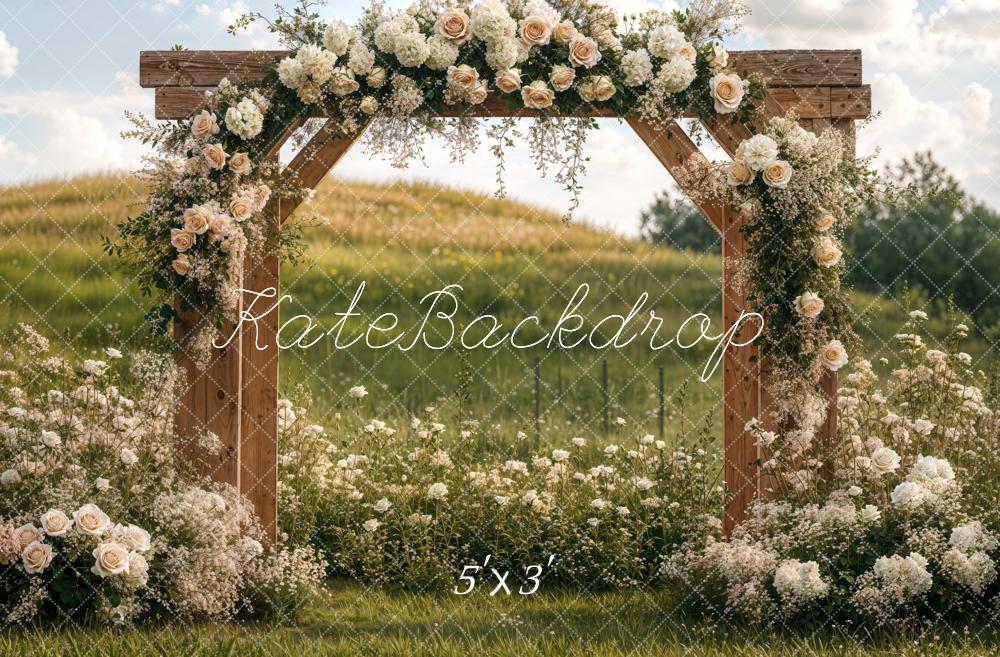 Kate Mariage Romantique Fleur Herbe Arche Toile de fond conçue par Emetselch - Kate Backdrop FR