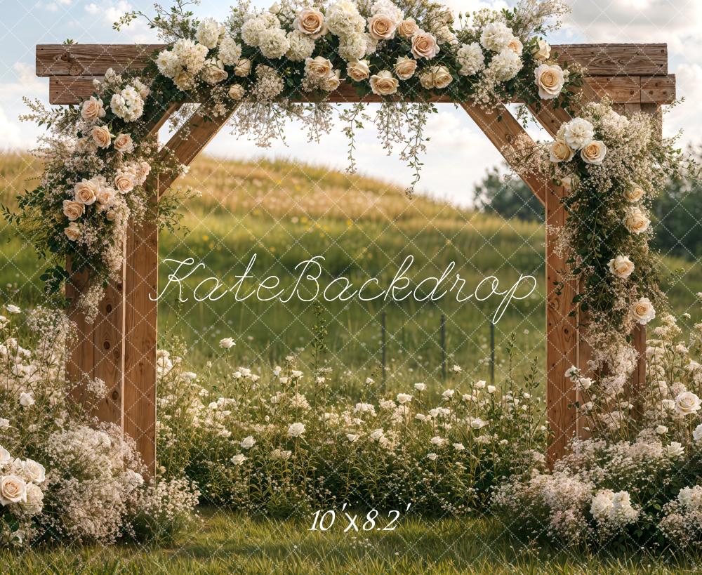 Kate Mariage Romantique Fleur Herbe Arche Toile de fond conçue par Emetselch - Kate Backdrop FR