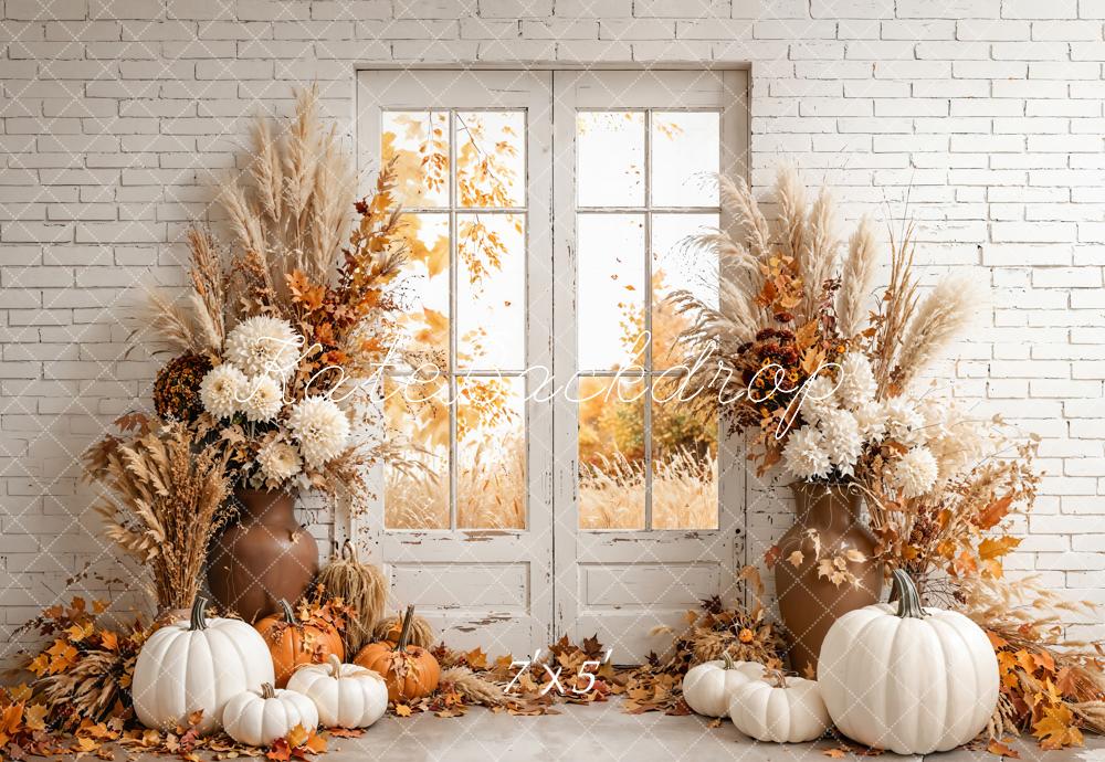 Kate Automne Citrouille Fleur Porte Boho Toile de fond conçue par Emetselch - Kate Backdrop FR