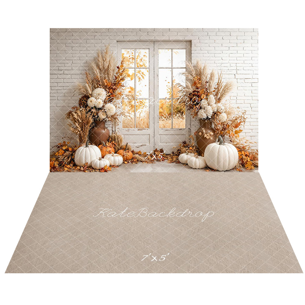 Kate Automne Citrouille Porte Boho Toile de fond+Beige Abstrait Texture Sol Toile de fond