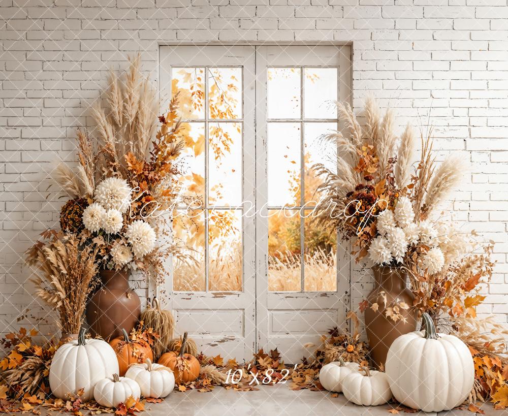 Kate Automne Citrouille Fleur Porte Boho Toile de fond conçue par Emetselch - Kate Backdrop FR