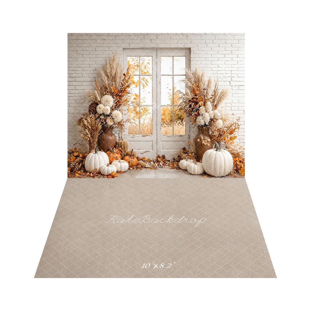 Kate Automne Citrouille Porte Boho Toile de fond+Beige Abstrait Texture Sol Toile de fond