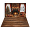 Kate Noël Cheminée Cadeaux Fenêtre Toile de fond+Bois Parquet Marron foncé Sol Toile de fond - Kate Backdrop FR