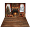 Kate Noël Cheminée Cadeaux Fenêtre Toile de fond+Bois Parquet Marron foncé Sol Toile de fond - Kate Backdrop FR