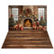 Kate Noël Cheminée Casse-Noisette Toile de fond+Bois Parquet Marron foncé Sol Toile de fond - Kate Backdrop FR