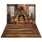 Kate Noël Cheminée Casse-Noisette Toile de fond+Bois Parquet Marron foncé Sol Toile de fond - Kate Backdrop FR