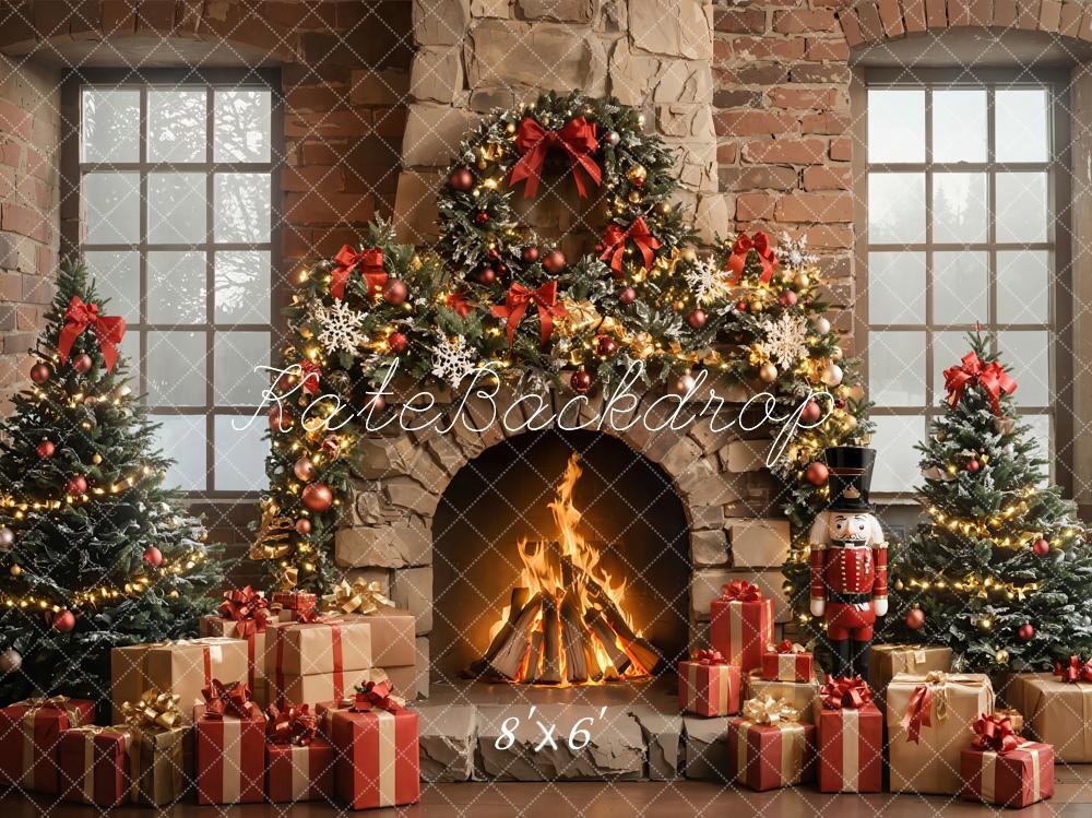 Kate Sapin de Noël Cheminée Casse-Noisette Toile de fond conçue par Emetselch - Kate Backdrop FR