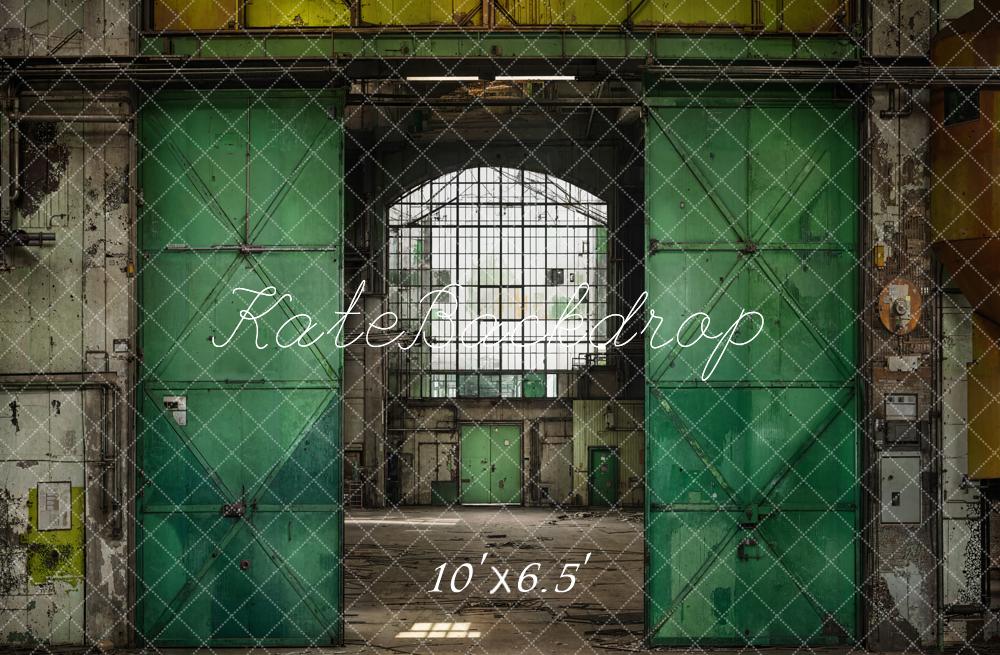 Kate Industriel Vintage Vert Entrepôt Toile de fond conçue par Emetselch