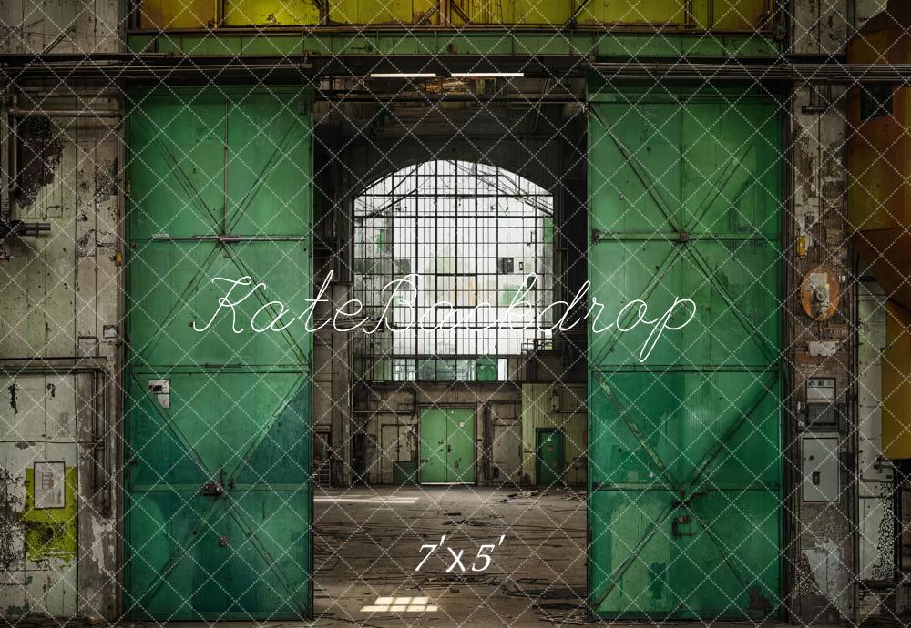Kate Industriel Vintage Vert Entrepôt Toile de fond conçue par Emetselch