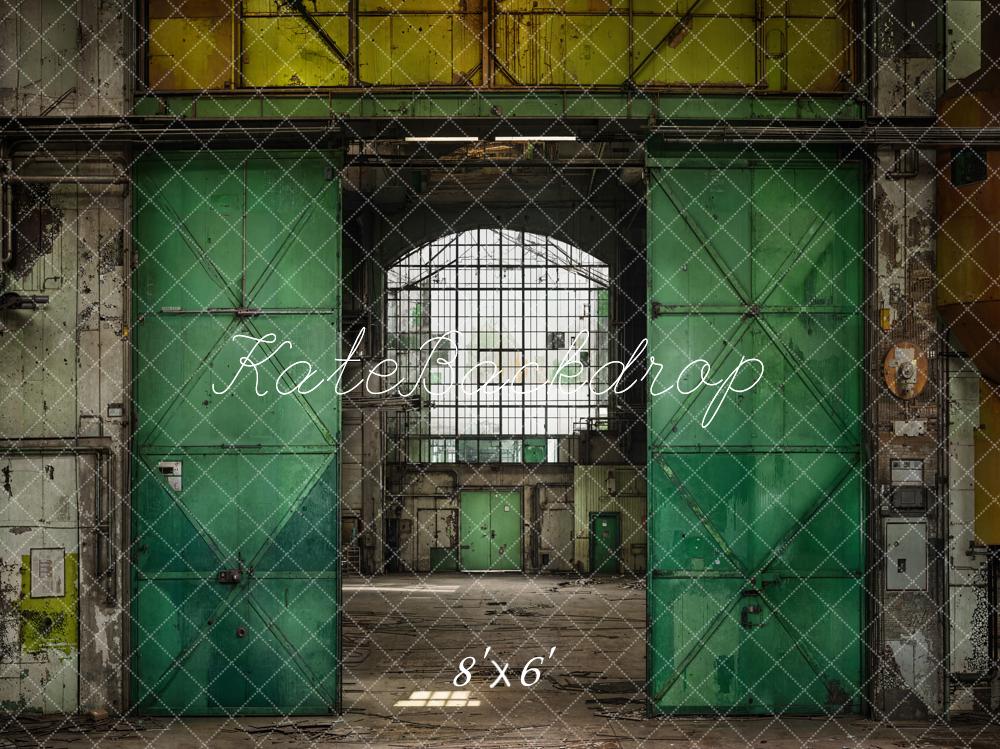 Kate Industriel Vintage Vert Entrepôt Toile de fond conçue par Emetselch