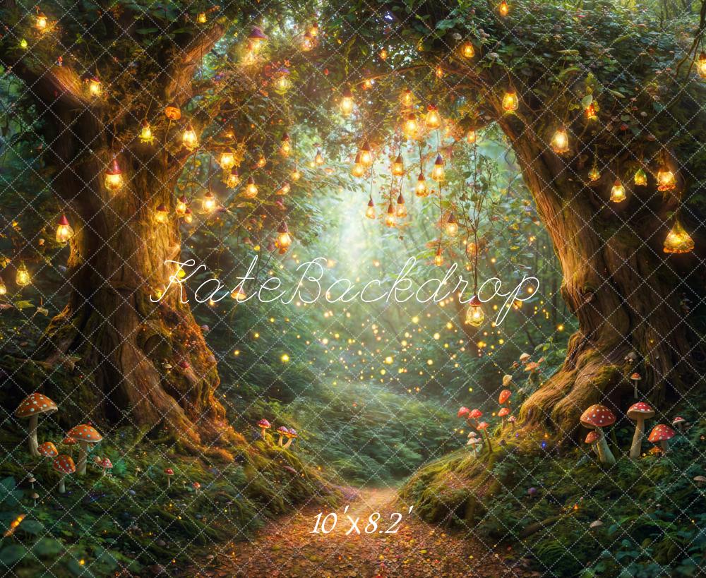 Kate Conte de fées Forêt Lumières Champignons Toile de fond conçue par Emetselch