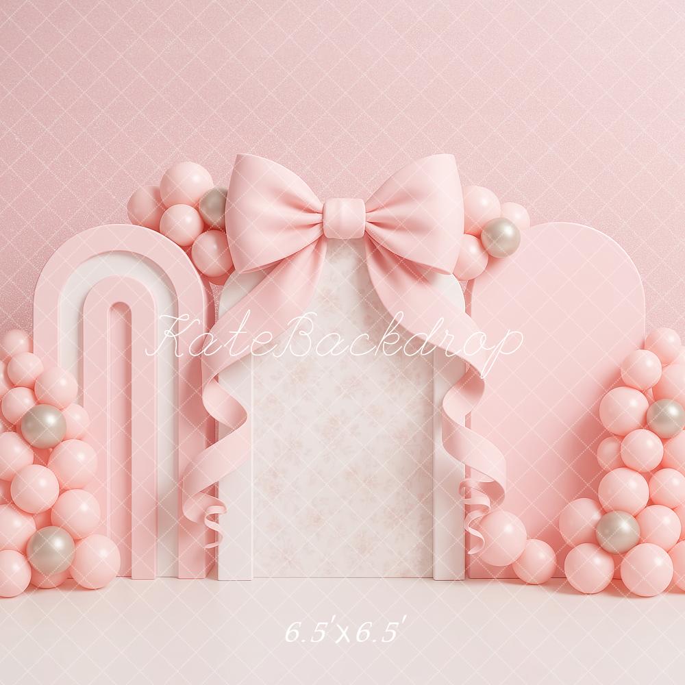 Kate Anniversaire Nœud Rose Ballon Arche Toile de fond conçu par Ashley Paul - Kate Backdrop FR
