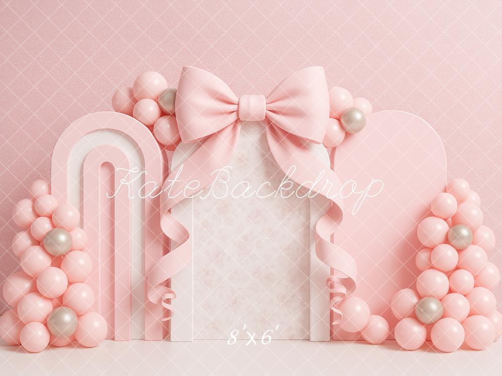 Kate Anniversaire Nœud Rose Ballon Arche Toile de fond conçu par Ashley Paul - Kate Backdrop FR