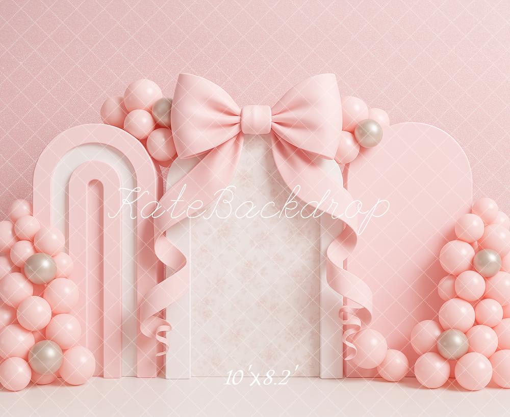 Kate Anniversaire Nœud Rose Ballon Arche Toile de fond conçu par Ashley Paul - Kate Backdrop FR