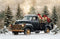 Kate Noël Camion Noir Neige Forêt Toile de fond conçue par Emetselch - Kate Backdrop FR