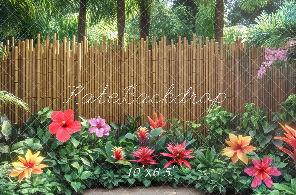 Kate Été Tropical Jardin Bambou Clôture Toile de fond conçue par Mini MakeBelieve