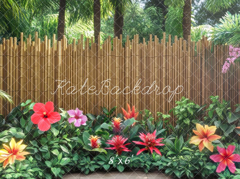 Kate Été Tropical Jardin Bambou Clôture Toile de fond conçue par Mini MakeBelieve